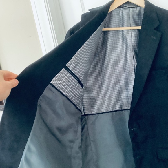Chaps Blazer Mens 44R Black Suede 2 Button Sport Coat Jacket Office Career Event - Picture 10 of 16
